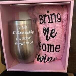 Specially Just For You Friendship wine gift box Pink Tumbler socks, wine opener